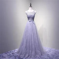 Sexy Open Back Lilac Lace Evening Prom Dresses, Popular Lace Party Prom Dresses, PD4558899