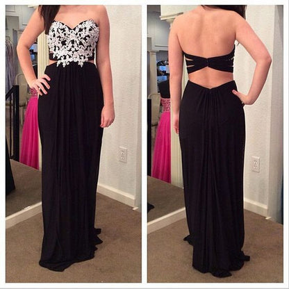 black prom dress,lace applique Prom Dress,backless prom dress,long prom dress,evening dress,BD1353