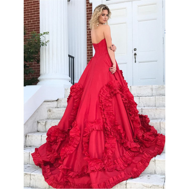 red sweetheart long vintage princess prom dress ball gown,HO205