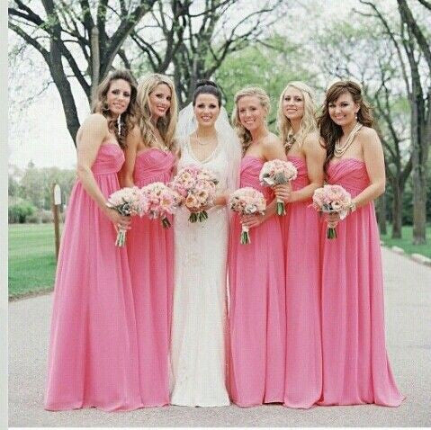 hot pink bridesmaid dress,long bridesmaid dress,chiffon bridesmaid dress,cheap bridesmaid dress,BD1610