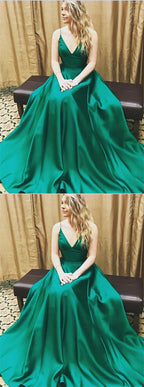 Green PromD resses,V-neck,Spaghetti,Long,Elegant,Simple,Cheap,A-line,Charming,Handmade,Prom Dresses,BD25923