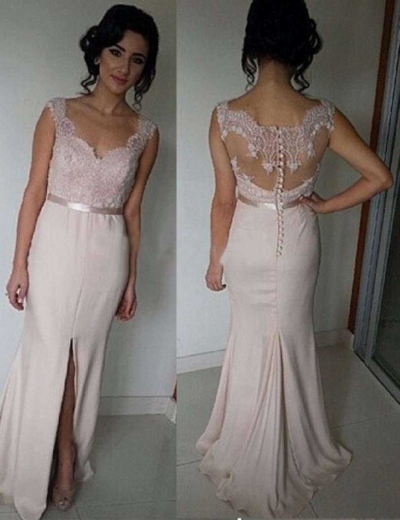 Beige Bridesmaid Dress, Sweep Train Bridesmaid Dress,Mermaid Bridesmaid Dress,BD28446