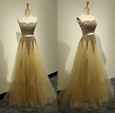 Long prom Dress,Charming Prom Dress,Gold prom dress,A-line prom dresses,Party dress,BD018