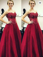 charming beading sweetheart A-line long prom dress, HO219