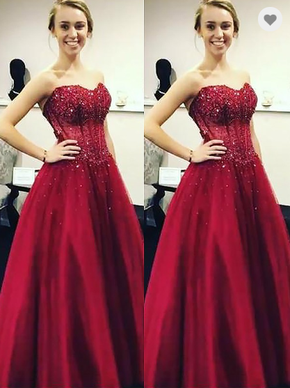 charming beading sweetheart A-line long prom dress, HO219