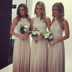 lace top bridesmaid dress,long bridesmaid dress,o neck bridesmaid dress,BD1624