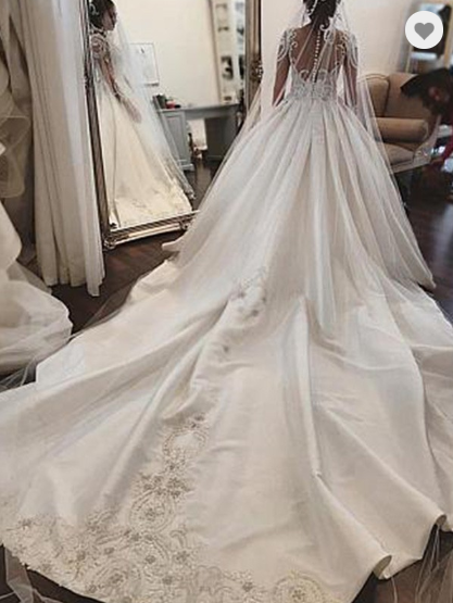 Gorgeous Long Sleeves Charming White Wedding Dress, WD366