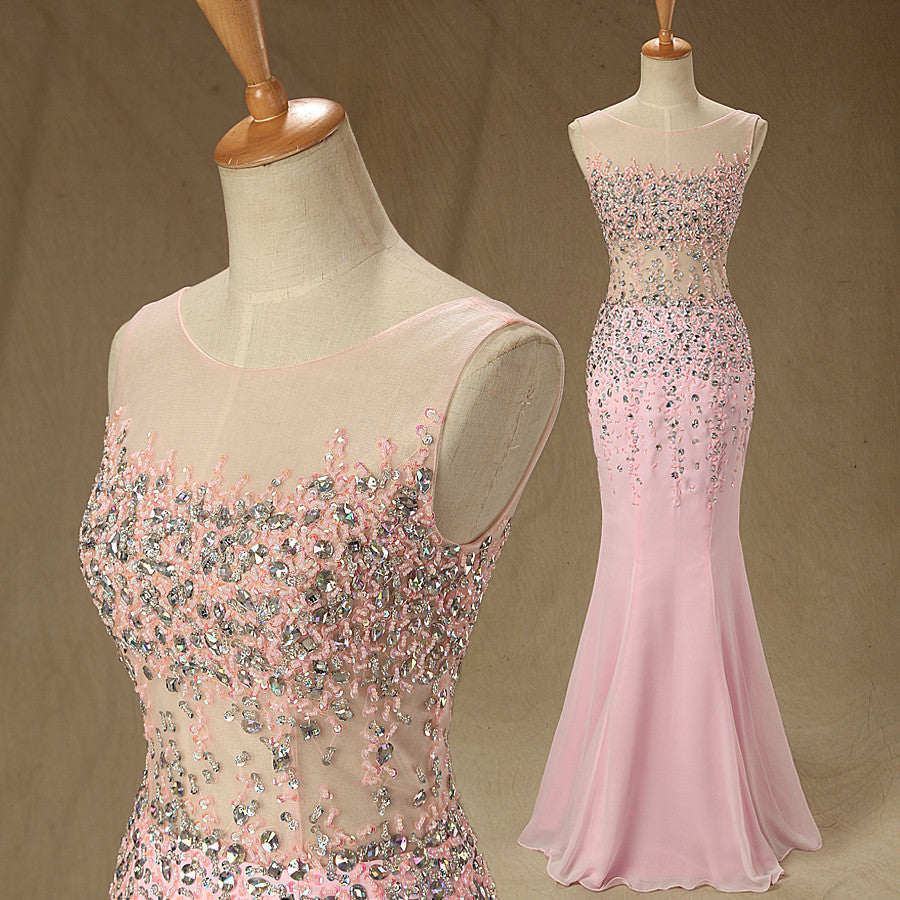 long prom dress,charming Prom Dress,pink prom dress,side slit prom dress,formal evening dress,BD1276