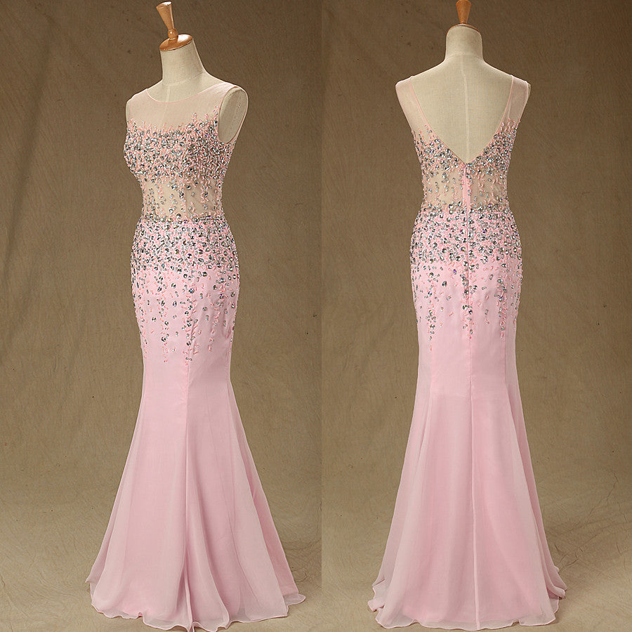 long prom dress,charming Prom Dress,pink prom dress,side slit prom dress,formal evening dress,BD1276
