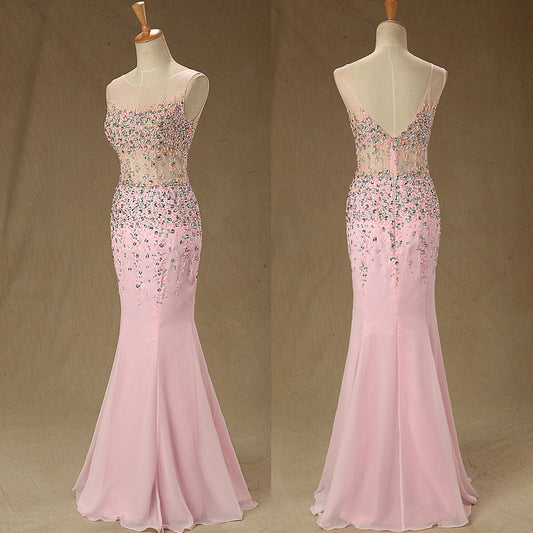 long prom dress,charming Prom Dress,pink prom dress,side slit prom dress,formal evening dress,BD1276