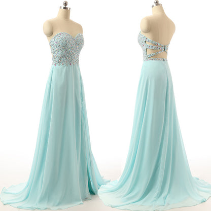 long prom dress,charming Prom Dress,blue prom dress,party dress,BD1274