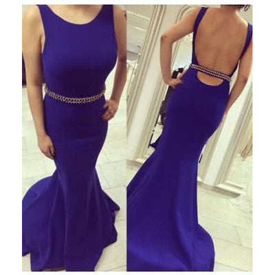 royal blue Prom Dress,mermaid prom dress, long prom dress,backless prom dress,BD0699