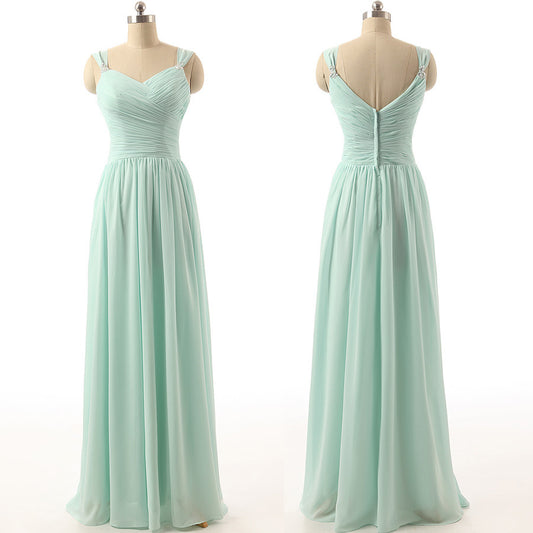 long bridesmaid Dress, mint bridesmaid Dress, chiffon bridesmaid Dress, simple bridesmaid Dress, BD1646