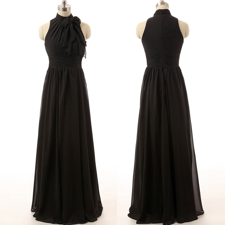 black bridesmaid dress,long bridesmaid dress,cheap bridesmaid dress,chiffon bridesmaid dress,BD1574