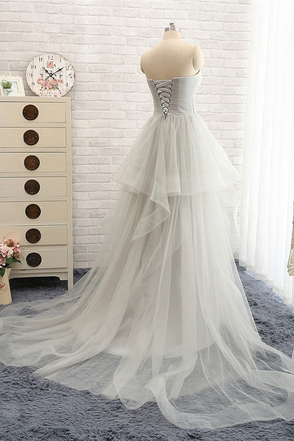 Long Prom Dresses,Gray Prom Dresses,Charming Prom Dress,Tulle lace up Prom Dress,Party dress,BD148