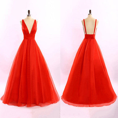 red prom Dress,A-line Prom Dress,V neck prom dress,Charming prom dress,Long prom dress,party dress,BD393