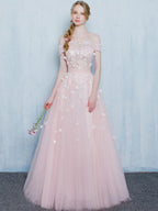 Pink Prom Dresses, Off-the-shoulder Long Prom Dresses,PD4558707