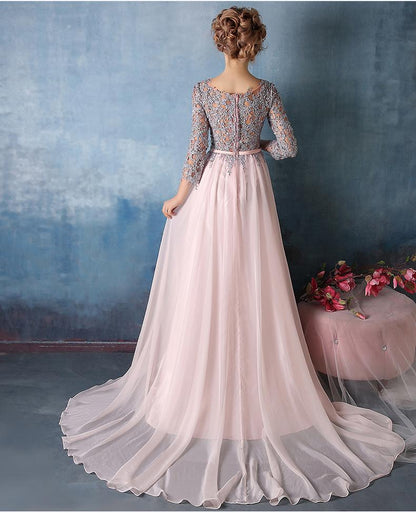 Long Cute Prom Dresses Scoop Chiffon Prom Dresses,PD4558984