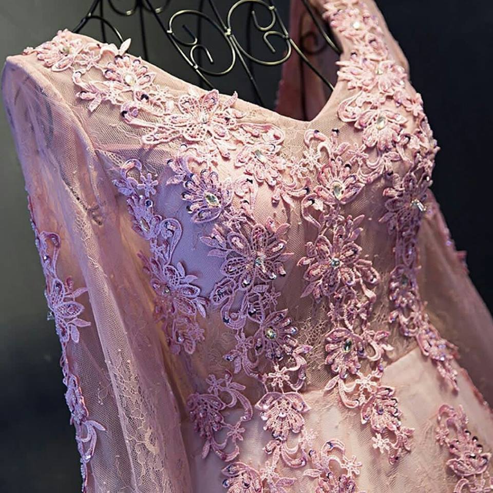 Chic V-neck Prom Dresses, Sexy Long Lace Prom Dresses,PD4558704