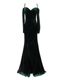 Sexy Prom Dresses,Velvet Hunter Long Prom Dresses,PD4558759
