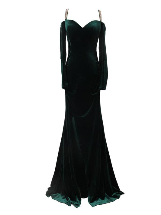 Sexy Prom Dresses,Velvet Hunter Long Prom Dresses,PD4558759