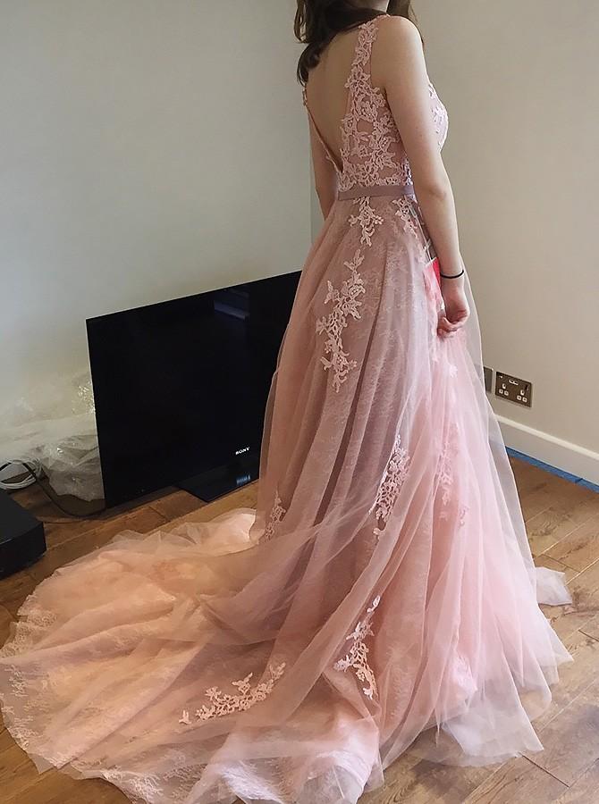 Beautiful Lace Prom Dresses Sweep,Brush Train Prom Dresses,PD4558991