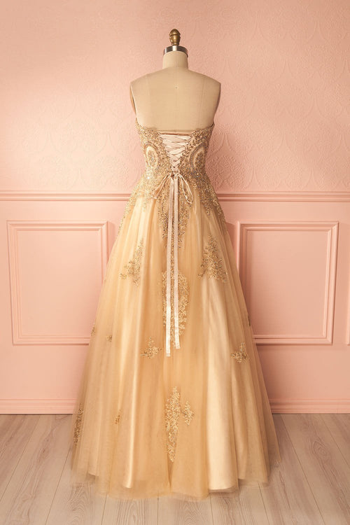 Beautiful Prom Dresses A-line Sweetheart Gold Lace-up Prom Dresses,PD4558925