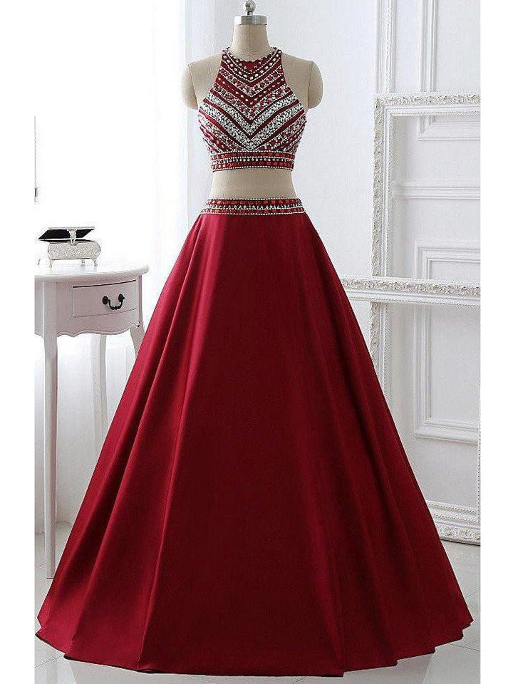 Beautiful Prom Dresses Scoop A-line Floor-length Satin Sexy Prom Dress,PD4558730