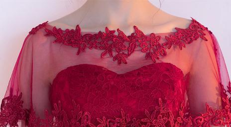 Beautiful Prom Dresses, Asymmetrical Sweetheart Lace Burgundy Prom Dresses,PD4558741