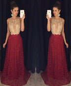 charming ivory and burgundy lace long affordable evening dresses,HO102