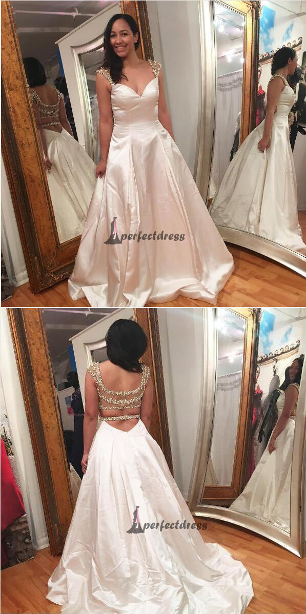 A-line prom dress Short Sleeve Lace-up Back Long Prom Dress Evening Dress,PD4558721