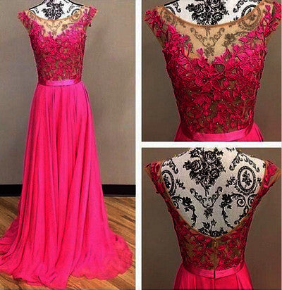 lace Prom Dresses,hot pink Prom Dress,Dresses For Prom,beauty Prom Dress,long Prom Dress,BD896