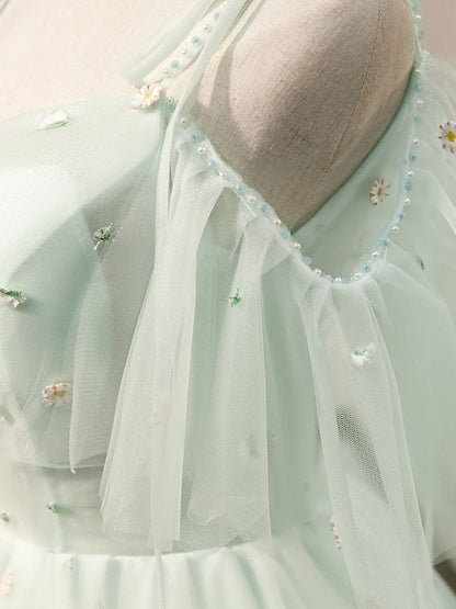 Green sweetheart neck tulle short prom dress, green homecoming dress,BD22248
