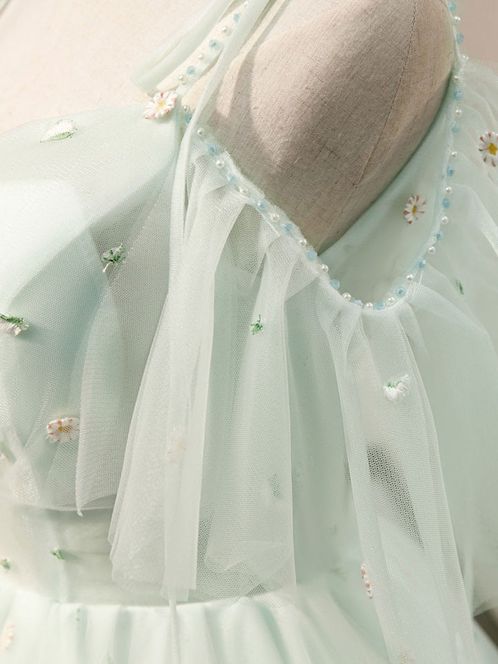 Green sweetheart neck tulle short prom dress, green homecoming dress,BD22248