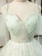 Green sweetheart neck tulle short prom dress, green homecoming dress,BD22248
