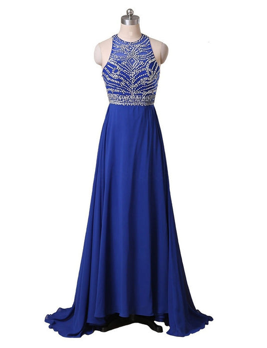 beaded evening Dress,charming Prom Dress,long prom dress,chiffon prom dress,Back Cross evening dress,BD2967