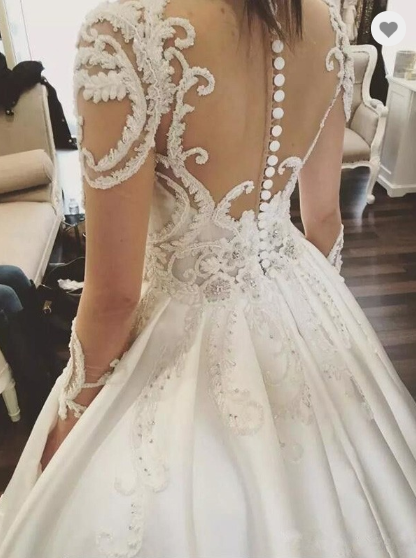 Gorgeous Long Sleeves Charming White Wedding Dress, WD366
