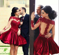 Burgundy Homecoming Dress,Long Sleeve Homecoming Dresses,Elegant Homecoming Dress,short prom Dress,PD00199