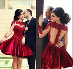 Burgundy Homecoming Dress,Long Sleeve Homecoming Dresses,Elegant Homecoming Dress,short prom Dress,PD00199
