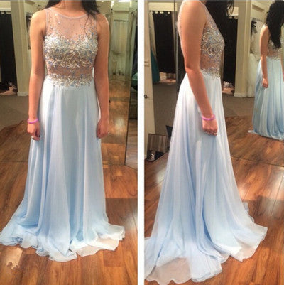 ice blue Prom Dress,long Prom Dress,charming Prom dress,chiffon prom Dress,evening dress,BD615