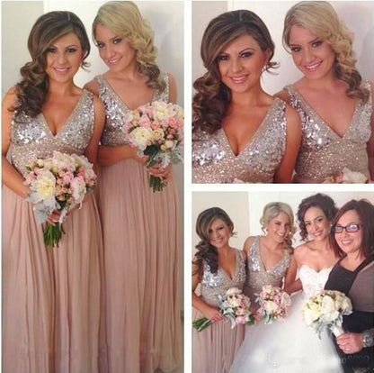 Sequin Bridesmaid Dresses,V-neck Bridesmaid Dress,A-line Bridesmaid Dress,Cheap Bridesmaid Dresses,New Arrival Bridesmaid Dress,PD00190
