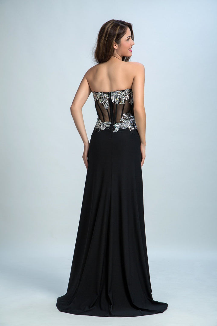 Sexy Prom Dresses,Black Sheath Sweetheart Floor-length Evening Dresses,PD4558719