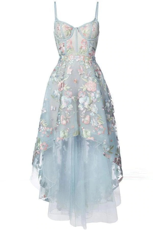 Spaghetti Straps Sweetheart Asymmetrical Prom Dress High Low Homecoming Dresses BD22063