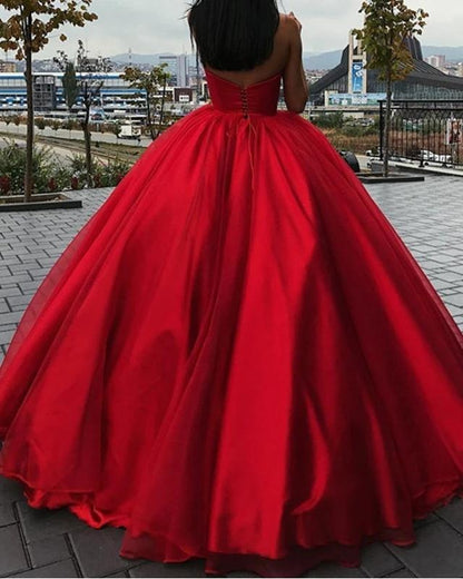 Ball Gown Red Strapless Sweetheart Long Prom Dresses Quinceanera Dresses ,BD22032