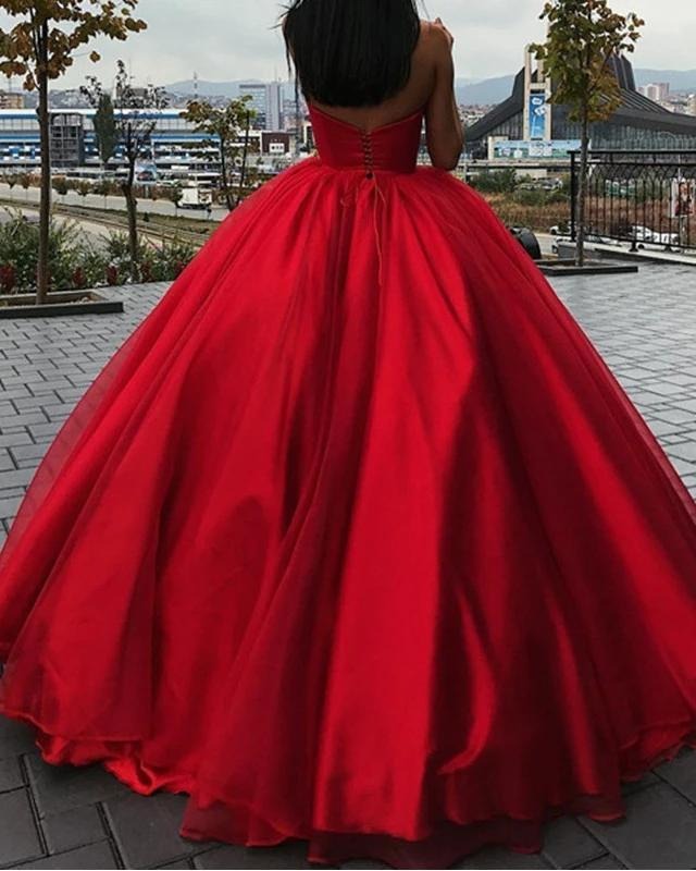 Ball Gown Red Strapless Sweetheart Long Prom Dresses Quinceanera Dresses ,BD22032