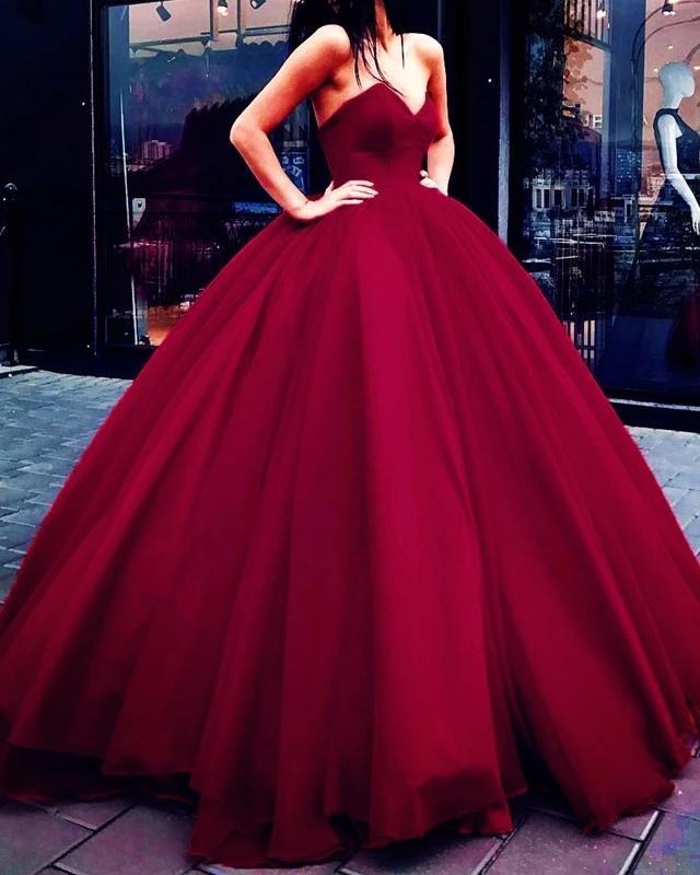 Ball Gown Red Strapless Sweetheart Long Prom Dresses Quinceanera Dresses ,BD22032