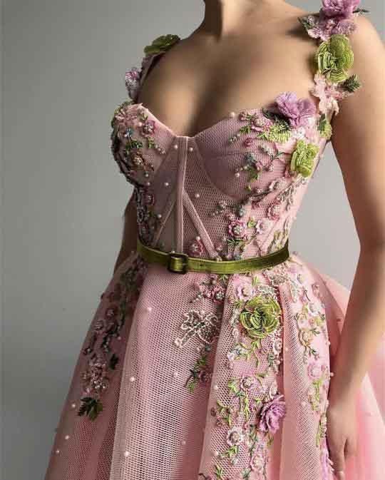 Sweetheart Spaghetti Straps Prom Dresses with Flower,BD22024