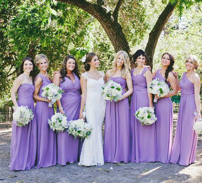 purple bridesmaid dress,long bridesmaid dress,mismatched bridesmaid dress,chiffon bridesmaid dress,BD1639