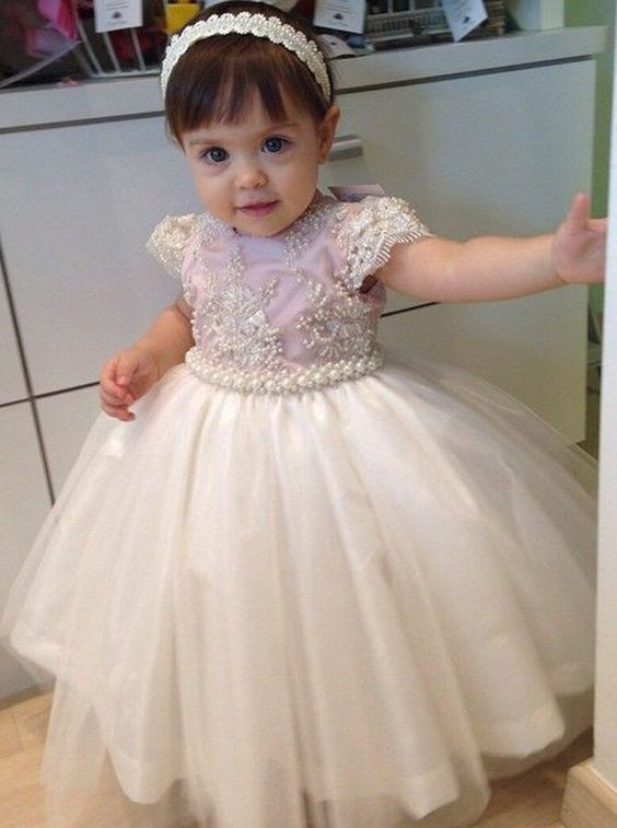 Cute Flower Girl Dresses, Short Sleeves Little Girl Dress, Girl&