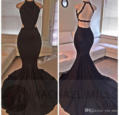 black mermaid long prom dress, black long mermaid evening dress with slit,PD45823